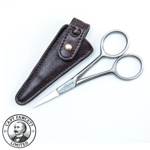 Ръчно изработена ножица за брада и мустаци с кожен калъф (CF.19T)